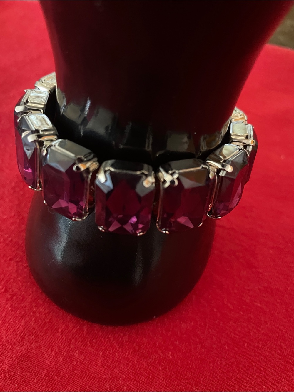 Fashion Jewelry Amethyst-Style Faceted Link Bracelet